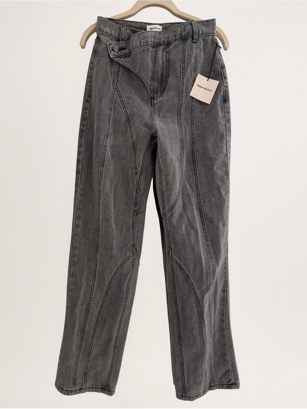 Superdown Kahina High Rise Straight Leg Jeans | Size 25 | Grey